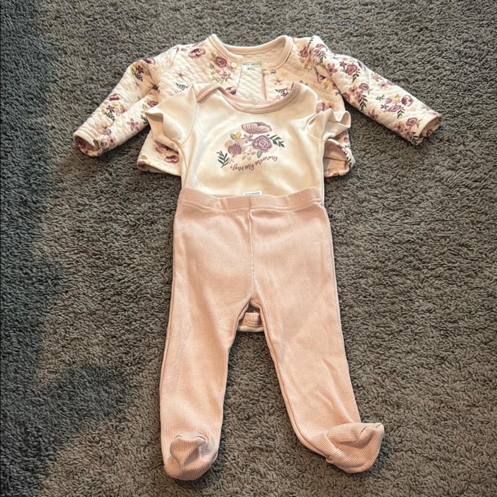 Baby Gear Pink Matching Footie Set